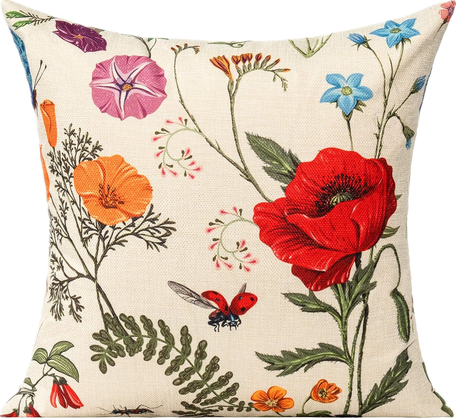 All Smiles 16 x 16 Throw Pillow Covers Outdoor Spring Summer Garden Flowers Farmhouse Outside Furniture Bench Decorative Swing Cushion…