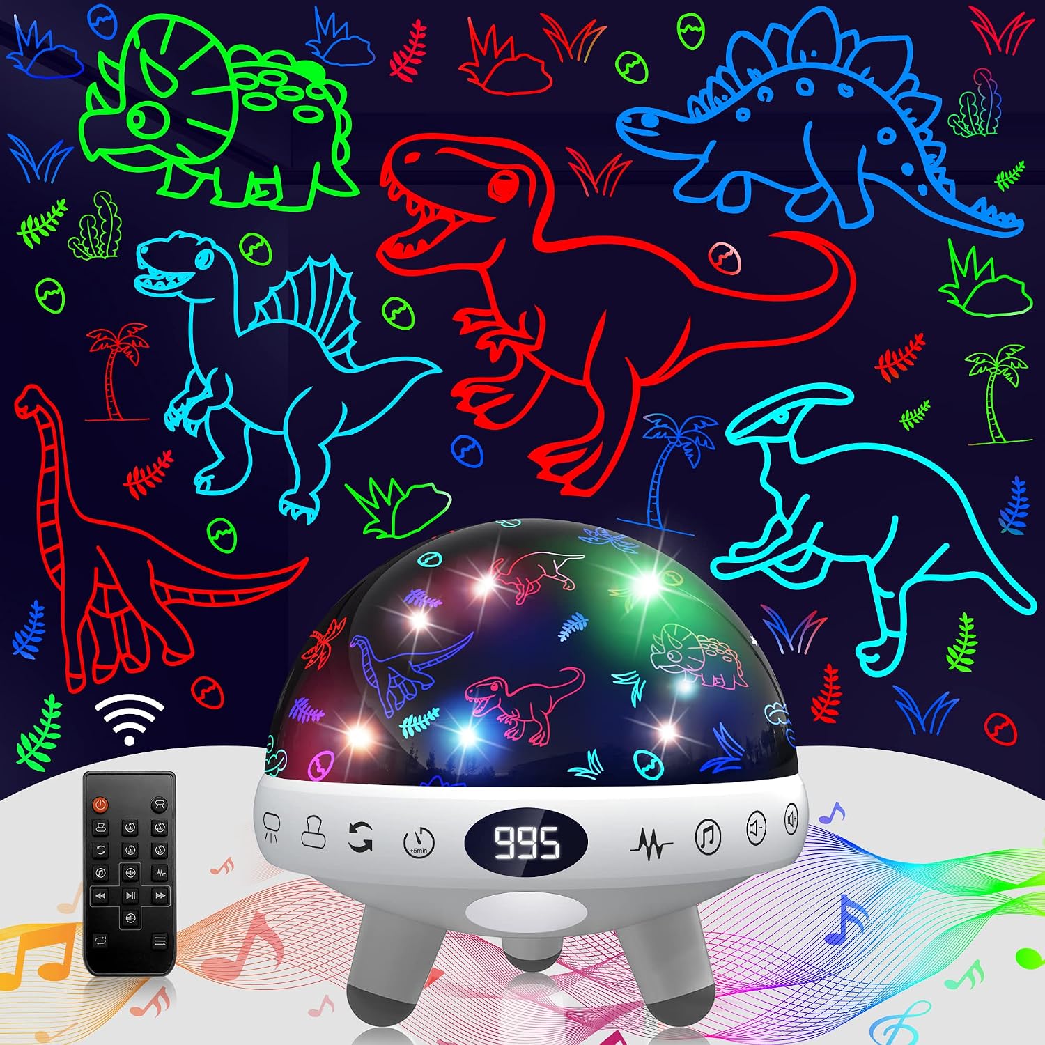 Yachance Dinosaur Night Light Projector for Kids with Timer&Remote.Dinosaur Gifts for 1-12 Year Boy.Dinosaur Toys for Kids 5-7 Year Old.Din…