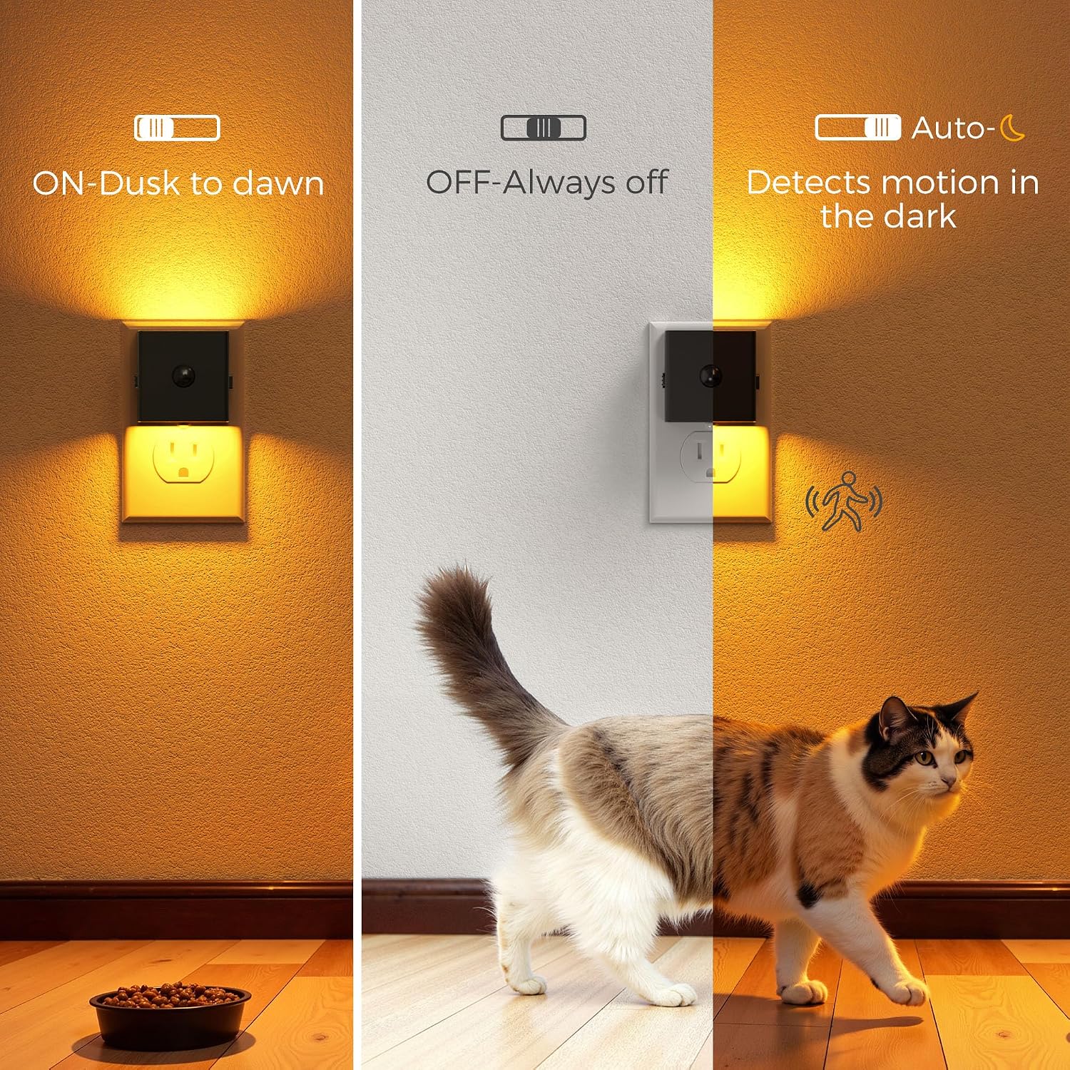L LOHAS LED Motion Sensor Night Light, [4-Pack] Motion Activated Night Light, Motion Sensor and Dusk to Dawn Sensor, Brightness…