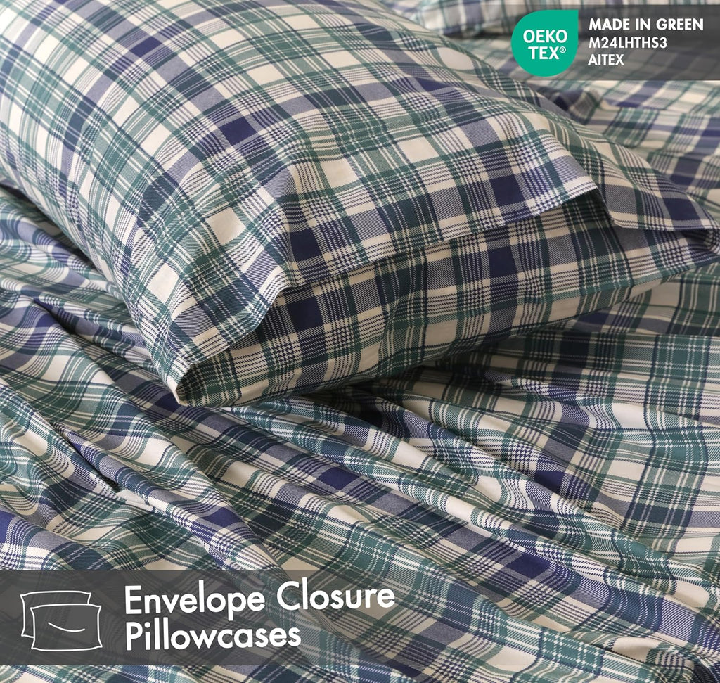 Ruvanti 100% Cotton Percale Sheets Full Size – Crisp Cooling Bed Sheets for Hot Sleepers, Deep Pocket 16”, Soft Breathable & Durable Hotel-…