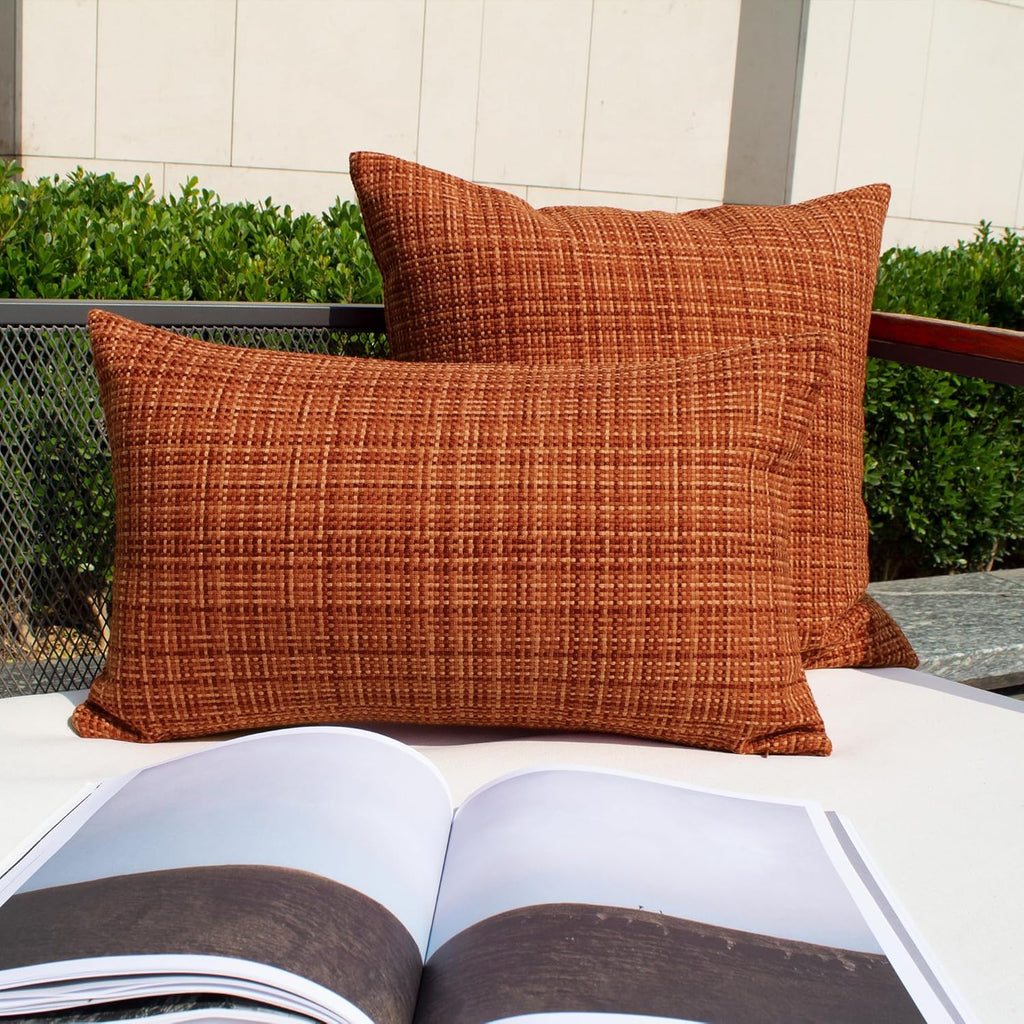 Kevin Textile Fall Pack of 2 Decorative Outdoor Waterproof Pillow Covers Garden Cushion Sham Throw Pillowcase Shell for Patio Tent Couch…