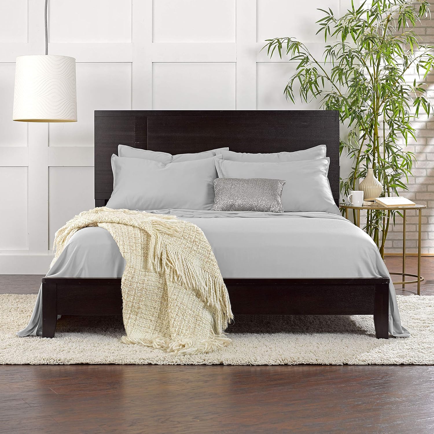 PureBamboo Pure Bamboo Queen Sheets, Genuine 100% Organic Viscose Derived from Bamboo Bed Sheet Set, Luxuriously Soft & Cooling, Double Sti…
