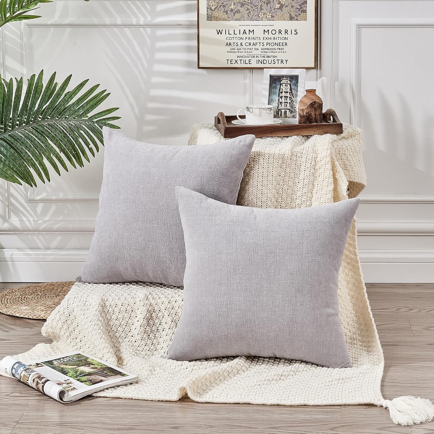 Gawamay Decorative Square Throw Pillow Covers 22"x22" Inch Set of 2, Super Soft Chenille Pillows Farmhouse Fall Pillowcase for Living Room…