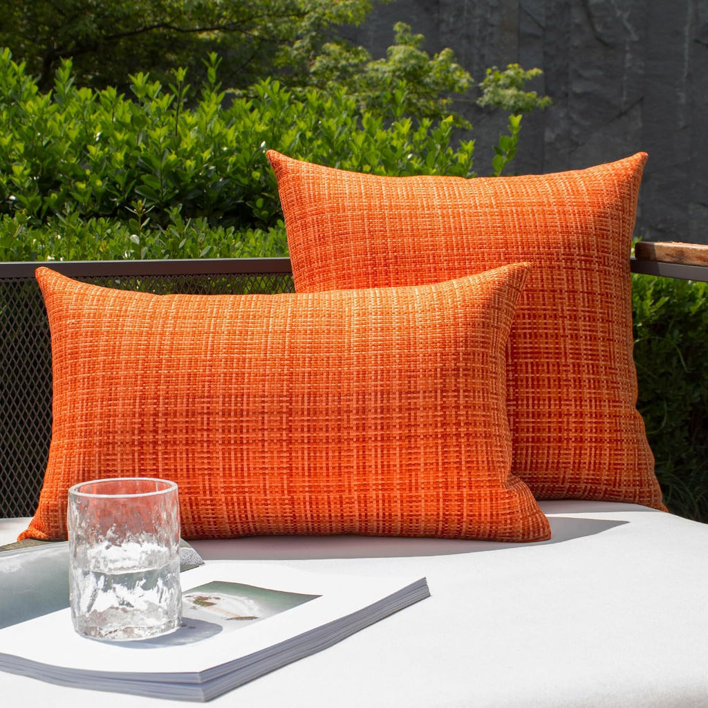 Kevin Textile Pack of 2 Decorative Outdoor Waterproof Fall Pillow Covers Square Garden Cushion Sham Throw Pillowcase Shell for Patio Tent…