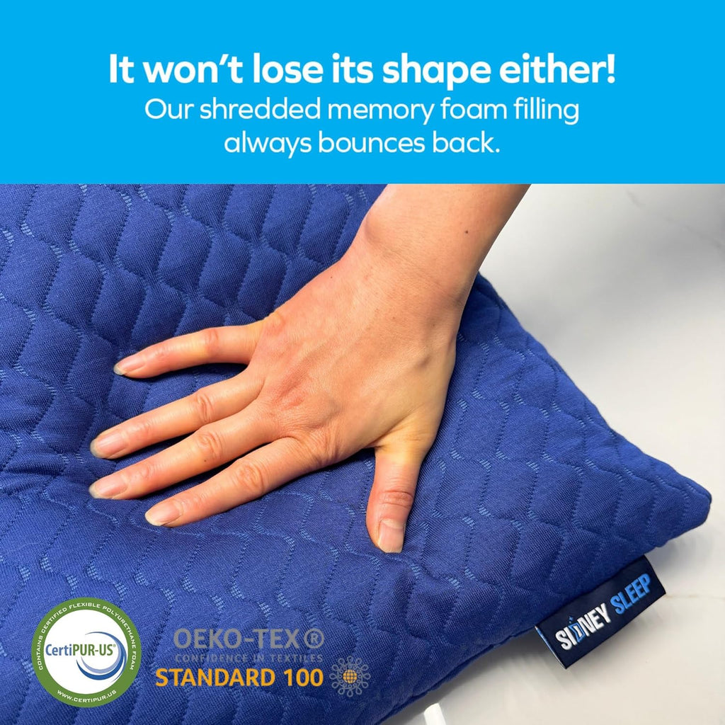 Sidney Sleep Pillow for Side and Back Sleepers - Comfort for Neck and Shoulder Pain - Adjustable and Customizable Shredded Memory Foam…