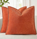 decorUhome Chenille Soft Cozy Throw Pillow Covers 18x18 Set of 2, Modern Farmhouse Boho Velvet Decorative Pillow Cases with Stitched Edge f…