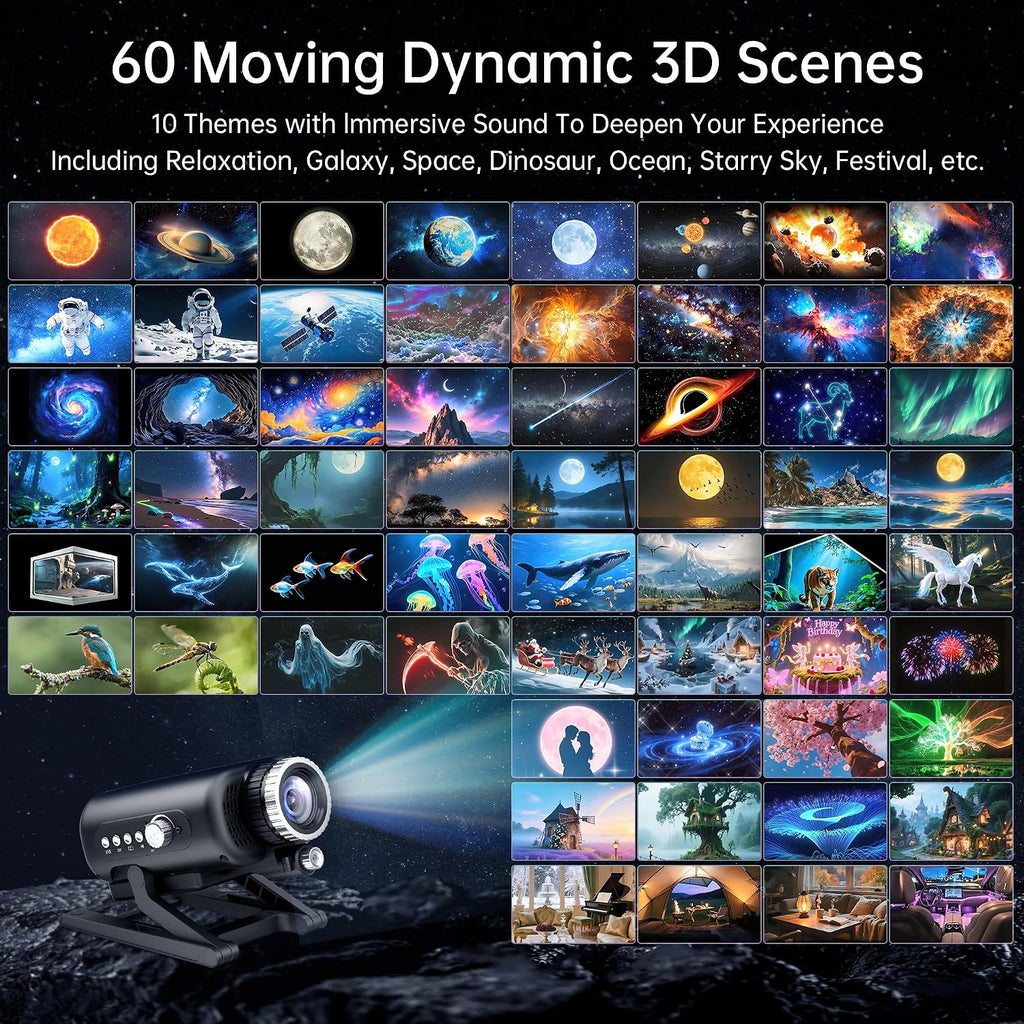 Homelist 3D Galaxy Projector Light for Kids & Adults with White Noise & Bluetooth Speaker, 60 Scenes Star Projector Night Light f…