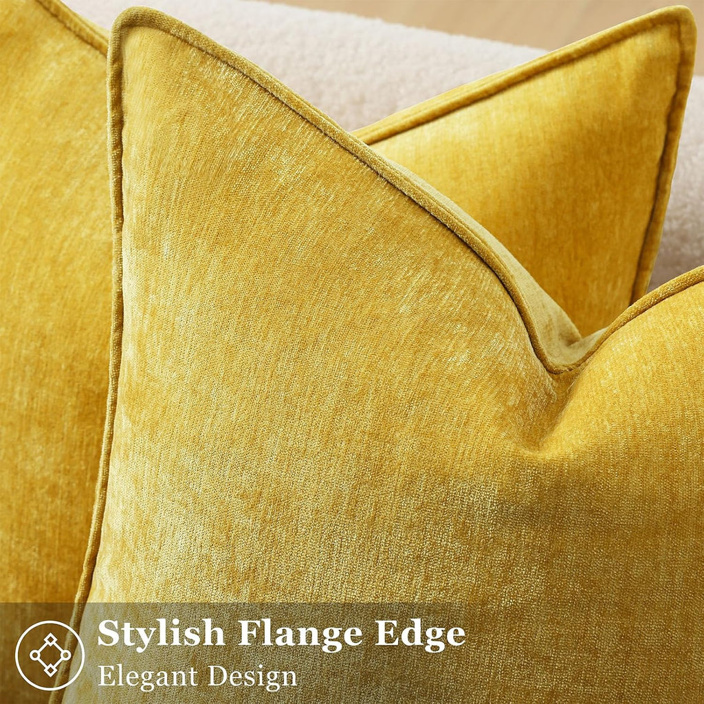 decorUhome Summer Couch Euro Sham Throw Pillow Covers 22x22 Set of 2, Decorative Soft Velvet Modern Cozy Chenille Pillow Cases with Elegant…