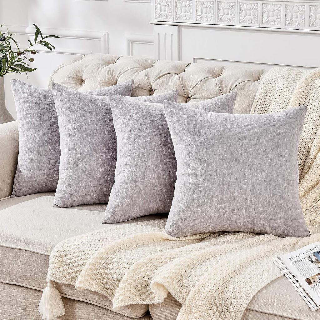 Gawamay Decorative Square Throw Pillow Covers 18"x18" Inch Set of 4, Super Soft Chenille Pillows Farmhouse Fall Pillowcase for Living Room…