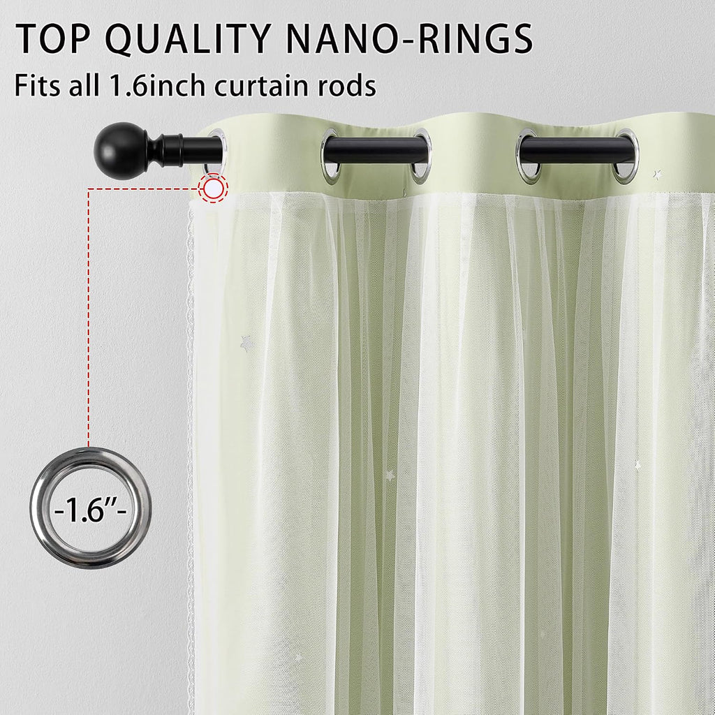 Addsomecolortolife XiDi Green Curtains for Bedroom, Girls Room Blackout Curtains, Kids Room Darkening Curtains, Light Green Decor, 1 Panel…