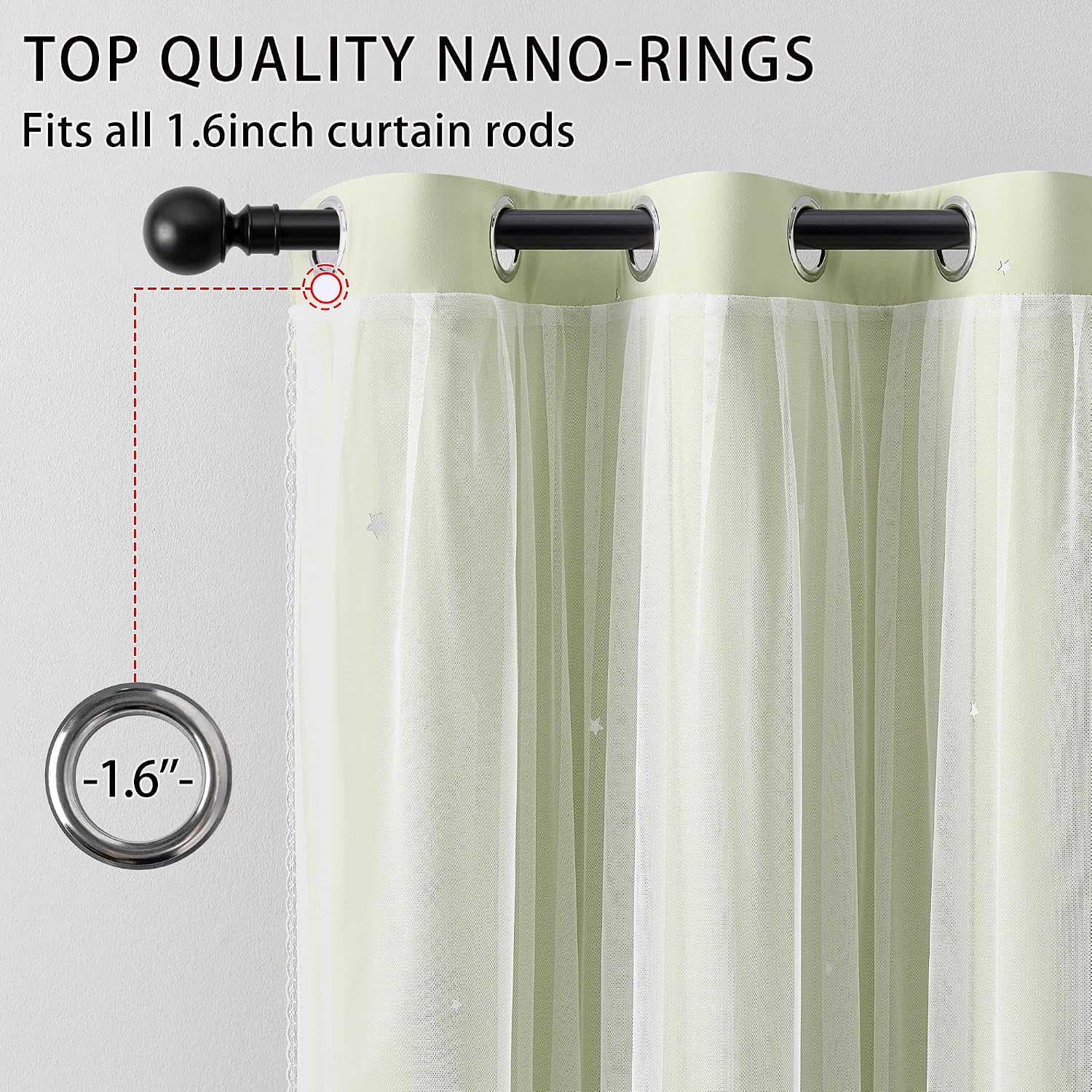Addsomecolortolife XiDi Green Curtains for Bedroom, Girls Room Blackout Curtains, Kids Room Darkening Curtains, Light Green Decor, 1 Panel…