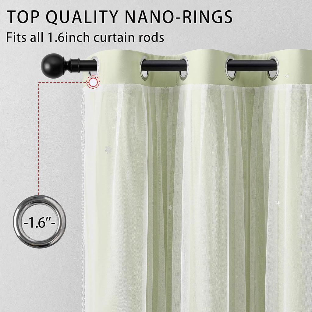 Addsomecolortolife XiDi Green Curtains for Bedroom, Girls Room Blackout Curtains, Kids Room Darkening Curtains, Light Green Decor, 1 Panel…