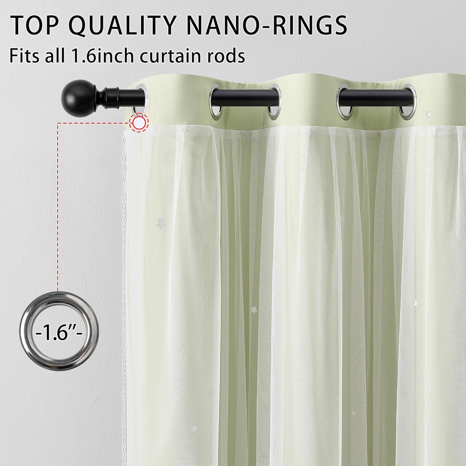 Addsomecolortolife XiDi Green Curtains for Bedroom, Girls Room Blackout Curtains, Kids Room Darkening Curtains, Light Green Decor, 1 Panel…