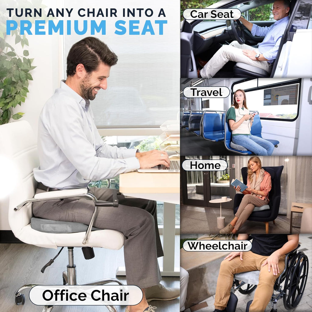 ComfiLife Gel Enhanced Seat Cushion – Office Chair Cushion – Non-Slip Gel & Memory Foam Coccyx Cushion for Tailbone Pain - Desk Chair Car S…