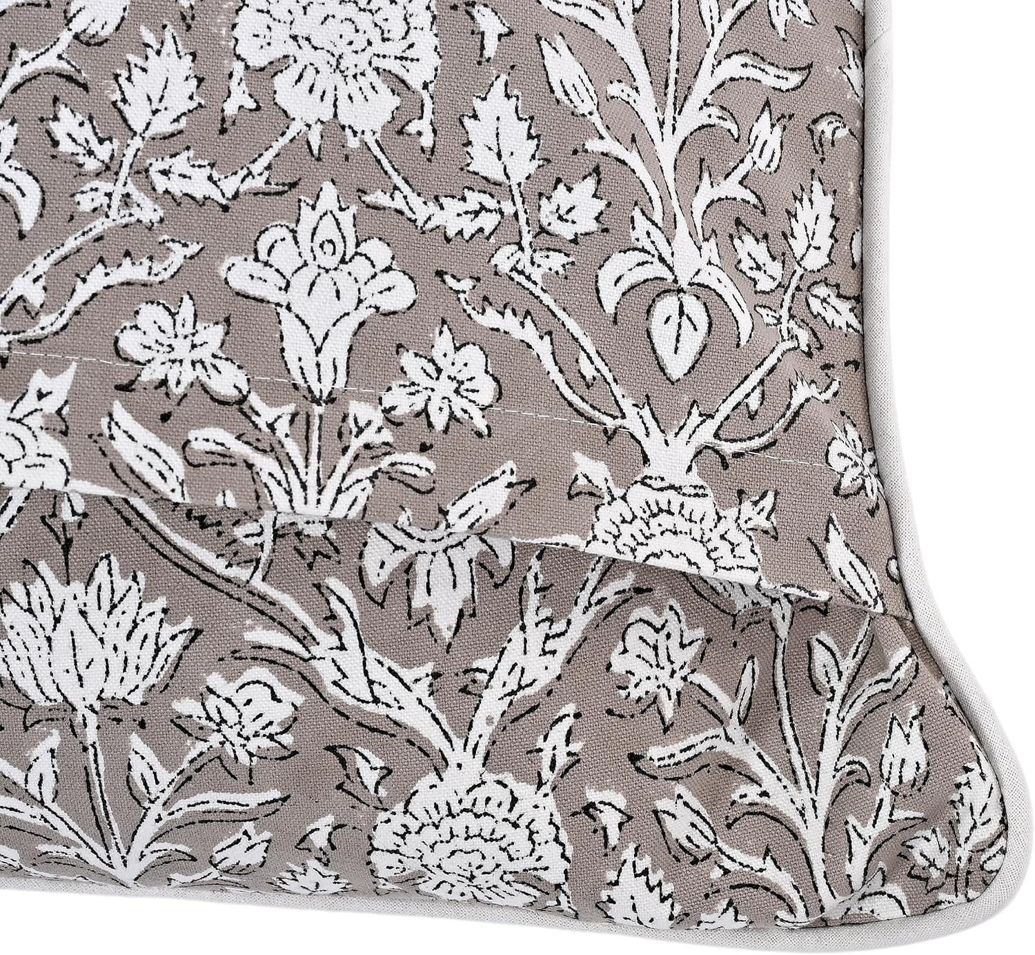 Ridhi Block Print Taupe Pillow Cover 18" x 18" (Pack of 2) Decorative Couch Pillows for Living Room, Farmhouse Chic Boho Cute Outdoor Pillo…