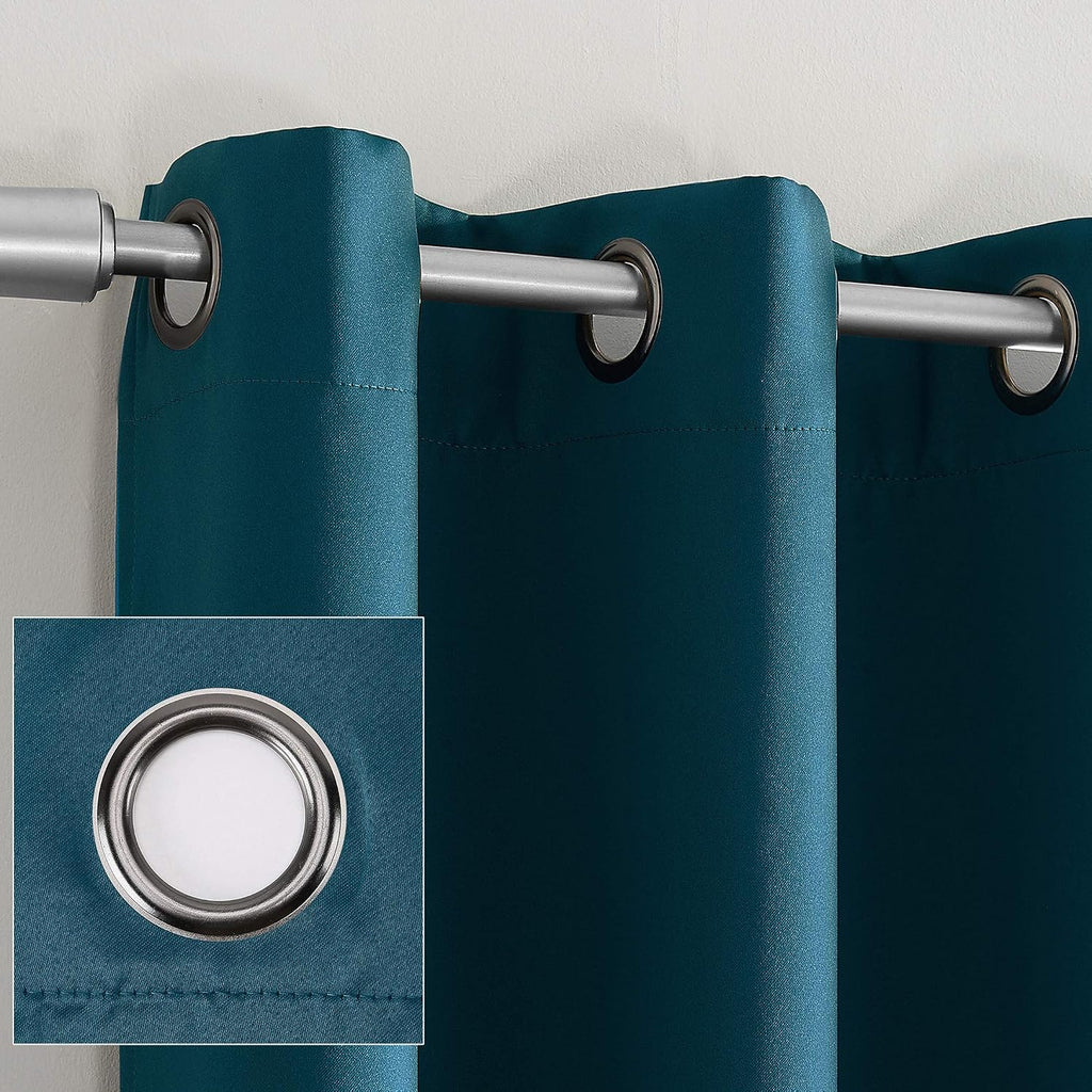 Sun Zero Nordic 2-pack Theater Grade Extreme 100% Blackout Grommet Curtain Panel Pair, 52" x 108", Teal