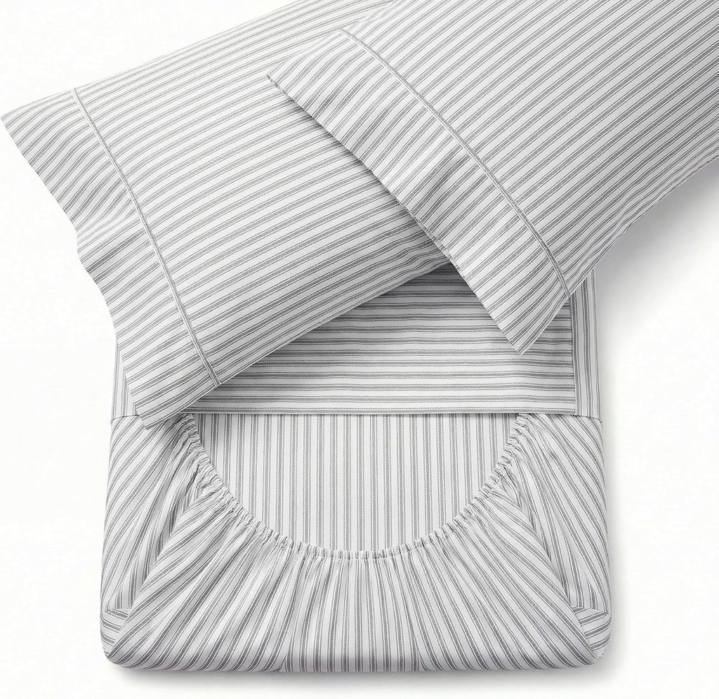 Perupima Peru Pima 415 Thread Count Percal Queen Sheet Set - 100% Peruvian Pima Cotton, 4 Piece (Flat, Fitted, 2 Pillowcases) - Cooling, Cr…