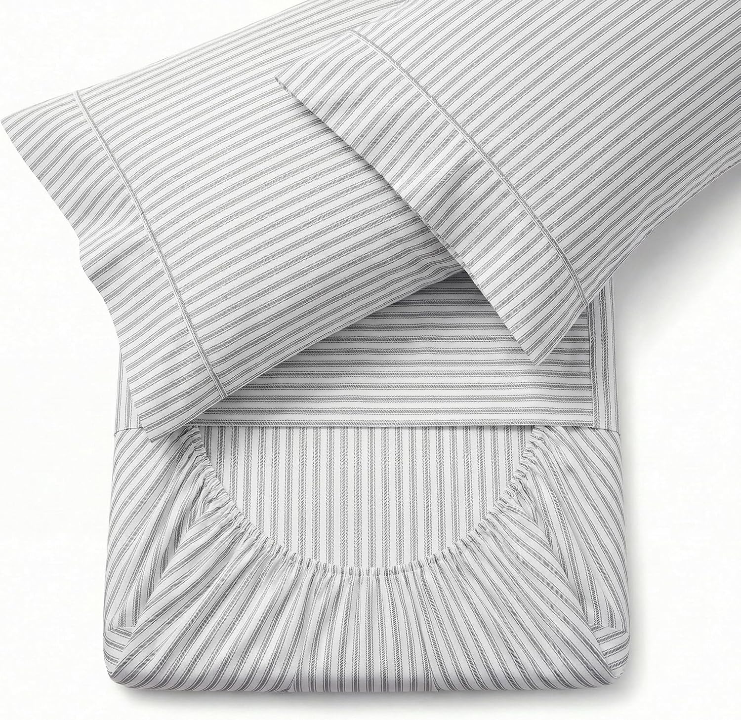 Perupima Peru Pima 415 Thread Count Percal Queen Sheet Set - 100% Peruvian Pima Cotton, 4 Piece (Flat, Fitted, 2 Pillowcases) - Cooling, Cr…