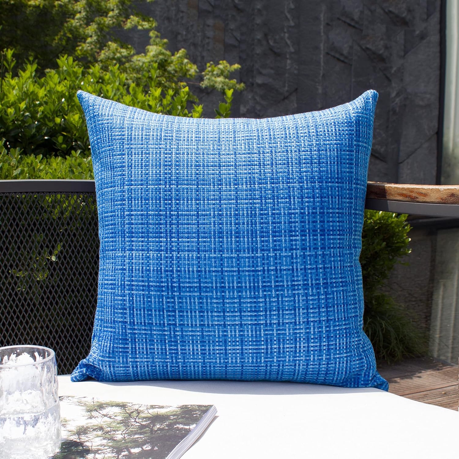 Kevin Textile Pack of 2 Decorative Outdoor Waterproof Throw Pillow Covers Stripe Square Pillowcases Modern Cushion Cases for Patio Couch…