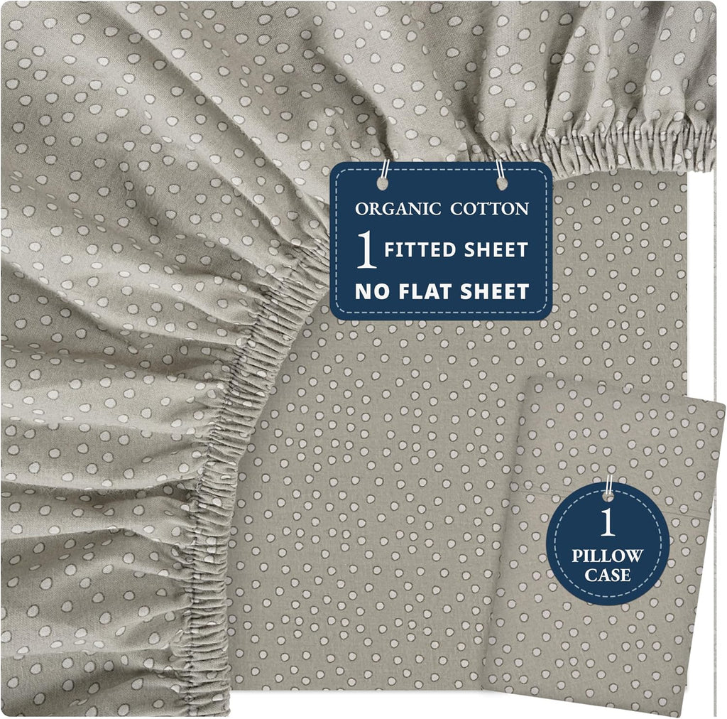 LANE LINEN Twin XL Fitted Sheet, 100% Organic Cotton 2-Piece Set (1 Fitted Sheet, 1 Pillowcase), Percale Weave, Bottom Sheet, Soft, Fits…