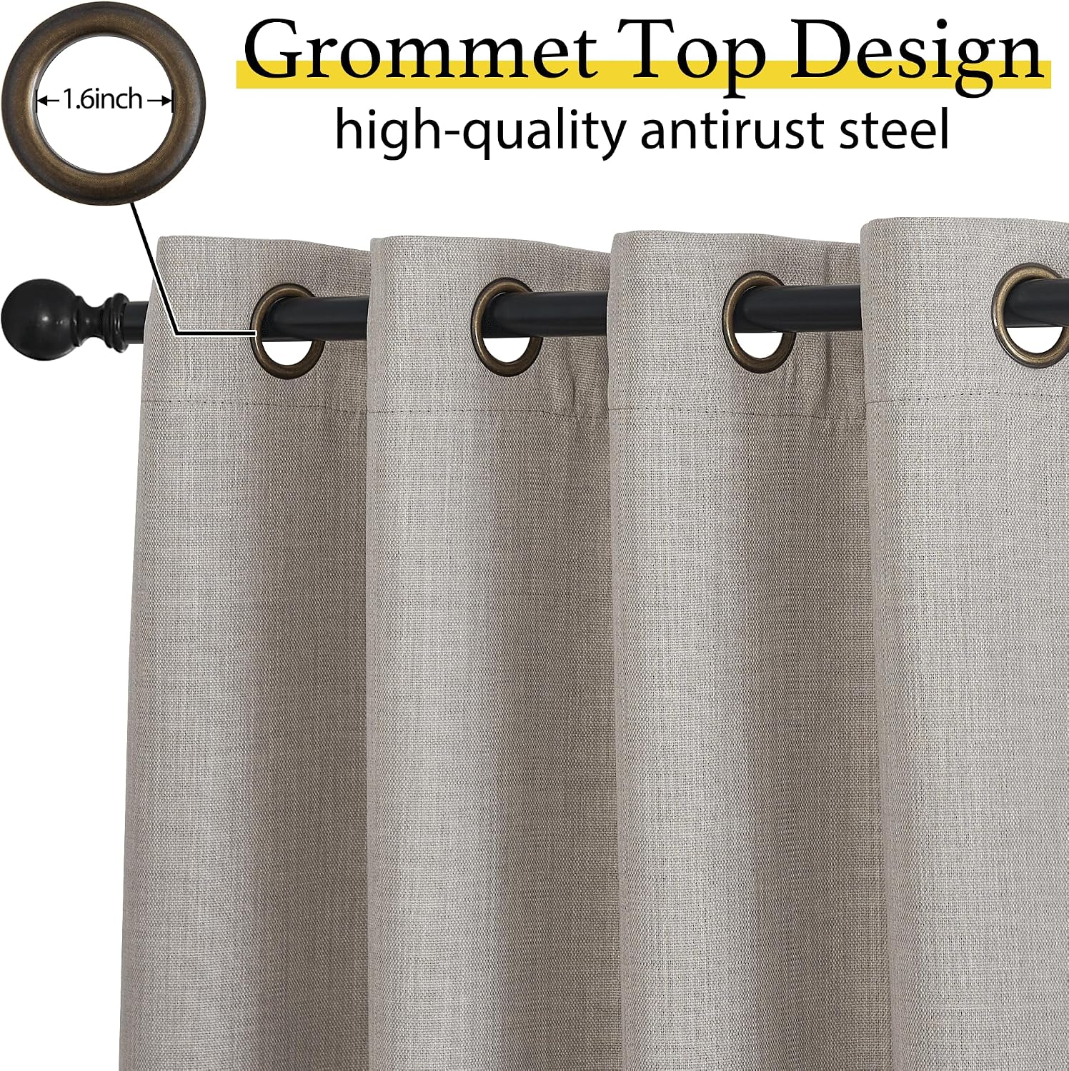 Nicetown Linen Curtain Valances for Living Room 30 inch Length 2 Panels, Grommet Top Light Blocking Room Darkening Curtains Thermal Insulat…