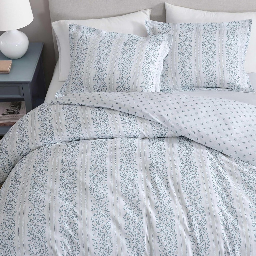 MarthaStewart Martha Stewart - King Duvet Cover Set, 100% Smooth & Silky Sateen Cotton Bedding, 3 Piece Striped Bedding with Matching Pillo…