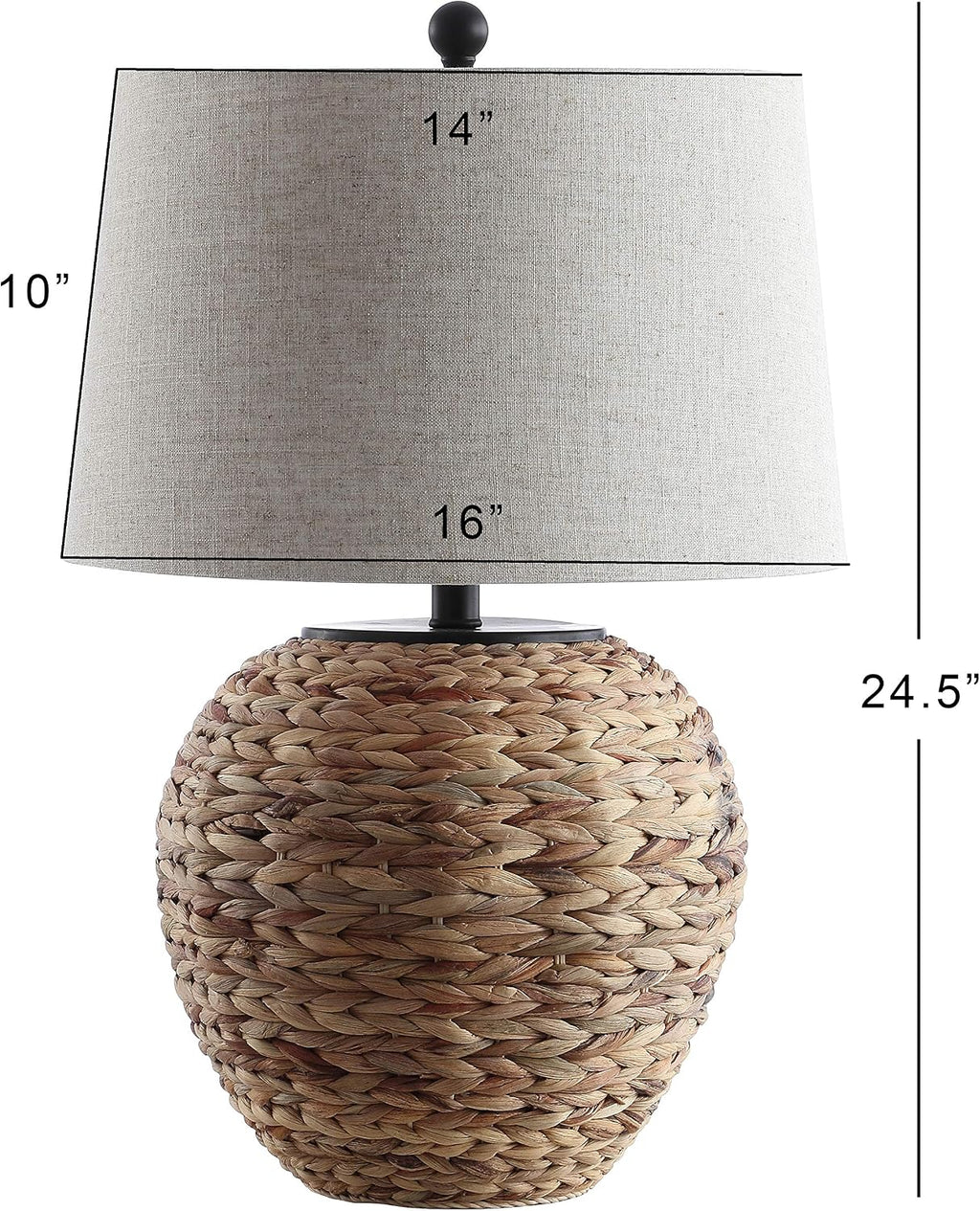 JONATHAN Y 24.5" Natural Water Hyacinth Farmhouse Basket Table Lamp, Coastal Decor for Living Room Bedroom Nightstand, Light Gray Linen…
