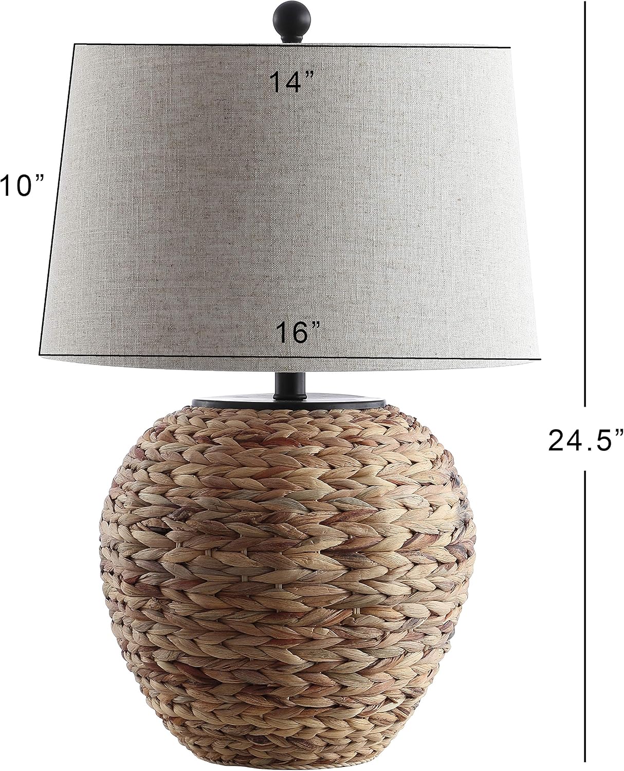 JONATHAN Y 24.5" Natural Water Hyacinth Farmhouse Basket Table Lamp, Coastal Decor for Living Room Bedroom Nightstand, Light Gray Linen…