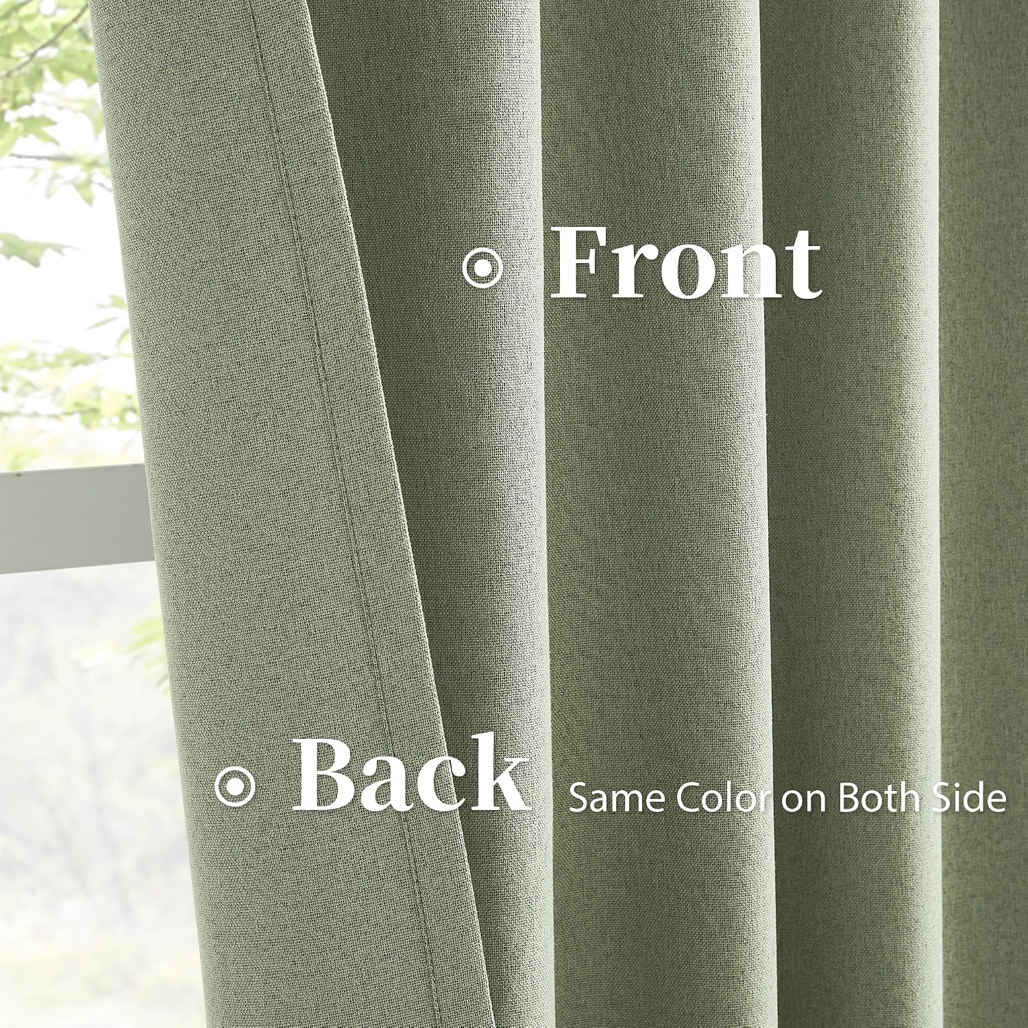 Keqiaosuocai Sage Green Blackout Linen Curtains for Bedroom, Boho Natural Bedroom Home Decor, Long Drapes for Living Room Back Tab Pocket 5…