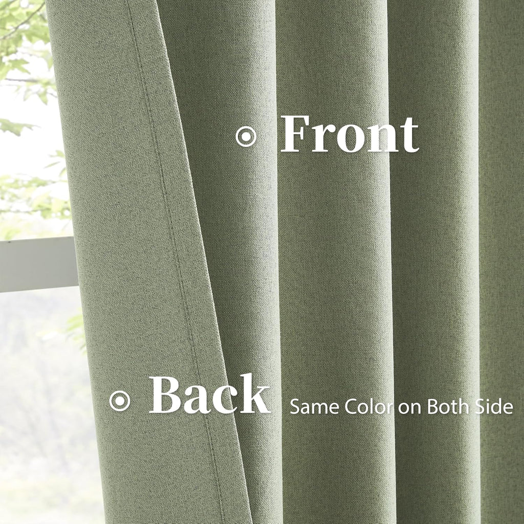 Keqiaosuocai Blackout Linen Curtains 108 Inches Long, Back Tab Loop Pocket Hook Belt Long Vertical Drapes for Living Room Large Windows 50…