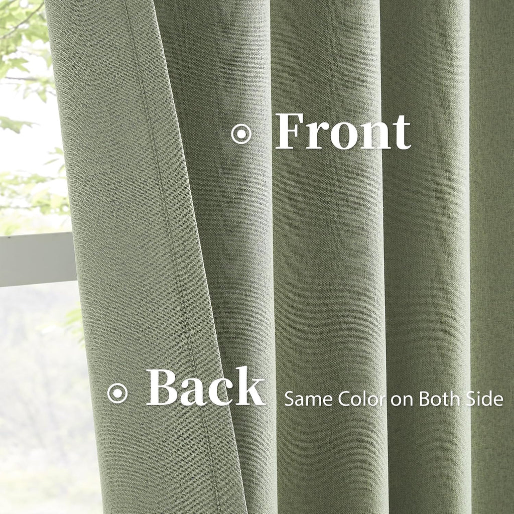 Keqiaosuocai Blackout Linen Curtains Thermal Insulated Back Tab Rod Pocket Textured Long Drapes for Bedroom 50 x 63 Inch, 2 Panels Set, Ligh…