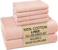 Casa Platino 100% Cotton Full Size Sheets Set – 6 Piece Crisp Percale Full Size Cooling Sheets, Lightweight for Summer, with 15" Deep…