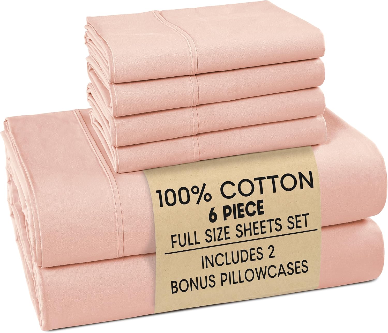 Casa Platino 100% Cotton Full Size Sheets Set – 6 Piece Crisp Percale Full Size Cooling Sheets, Lightweight for Summer, with 15" Deep…