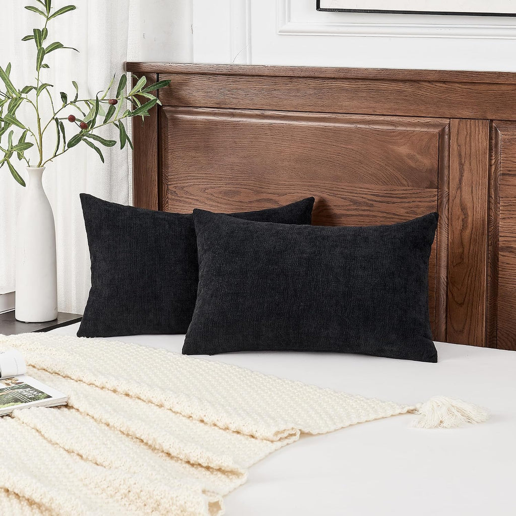 Gawamay Lumbar Pillow Cover Decorative Rectangle Throw Pillow Covers 12"x20" Inch Set of 2, Super Soft Chenille Pillowcase for Living Room…