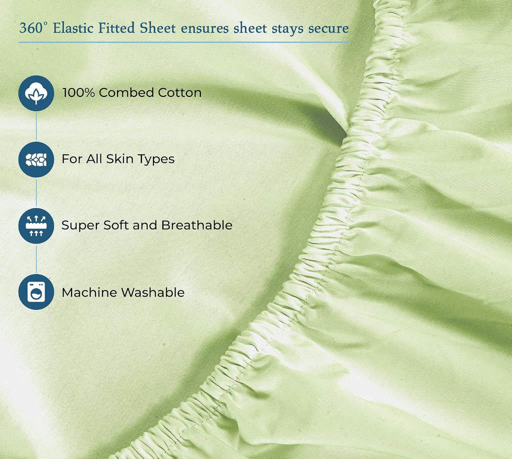 Royalelinens Royale Linen 400 Thread Count 100% American Grown Cotton 4 Piece Sateen Queen Sheet Set - 1 Fitted Sheet, 1 Flat Sheet, 2 Pill…