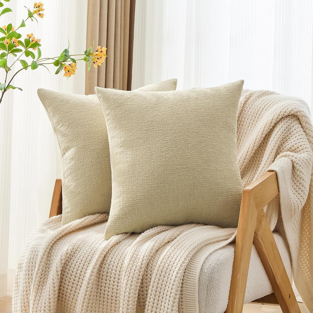 Gawamay Set of 2 Soft Textured Chenille Throw Pillow Covers 26x26 Inch (66x66 CM), Decorative Pillowcases Cushion Covers for Farmhouse Home…
