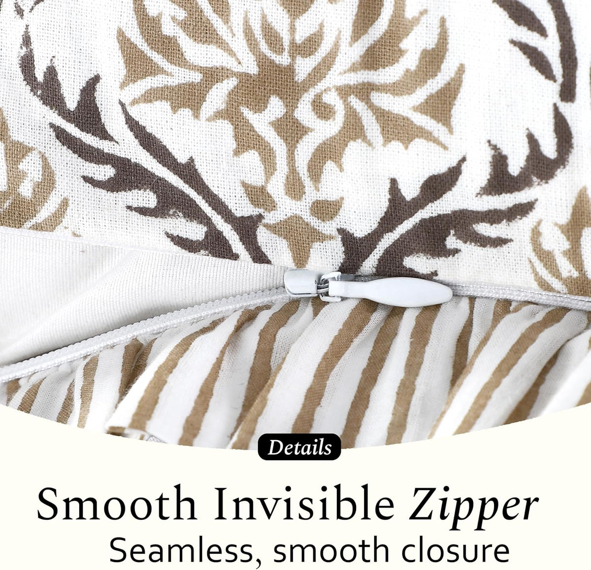 Cottonprintclub CPC Hand Block Print Sandstone Regal Ruffle Sham Pillow Cover 36" x 14" inch Hidden Zipper Decorative Pillowcase for Couch,…