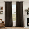 Twodrapes Brown Chocolate Double Layer Linen Blackout Curtains 105 Inches Long for Bedroom, Memory Trained Pinch Pleated Insulated Rustic W…