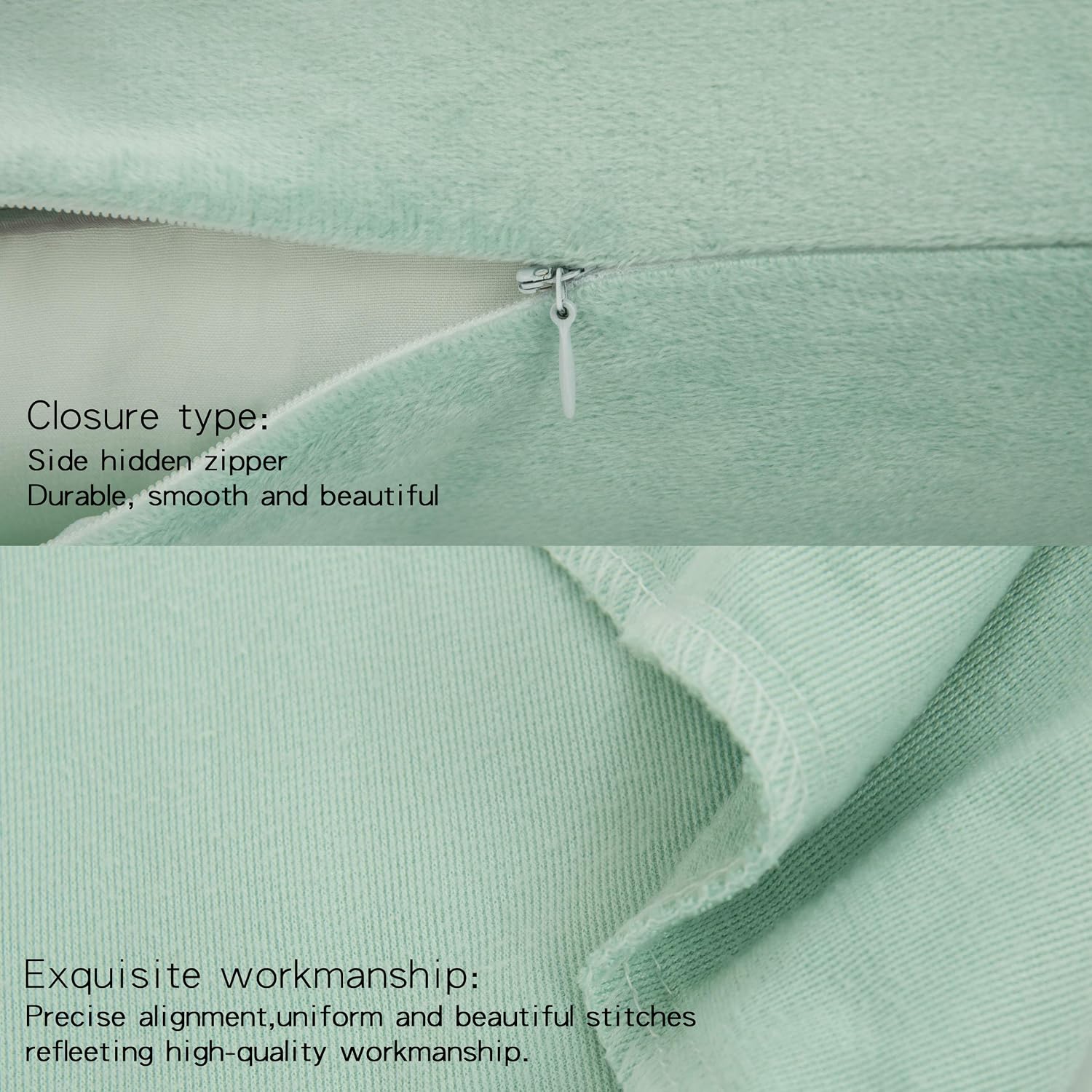 Ntbay Zippered Velvet Square Throw Pillow Covers, 2 Pack Soft and Luxury Decorative Cushion Cases, 18x18 Inches, Cyan 2 Pack silver