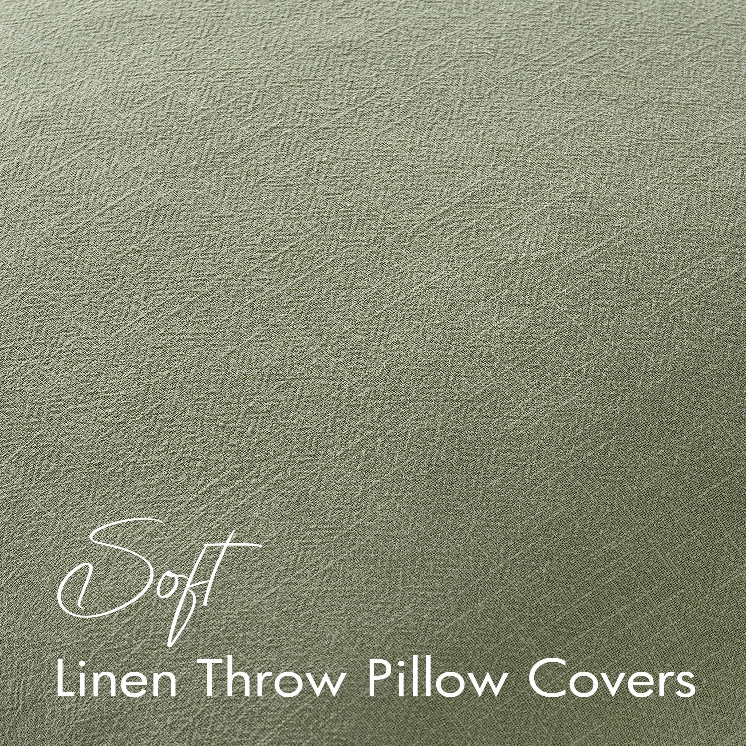 EMEMA Decorative Linen Throw Pillow Covers 26x26 Inch Grass Green Boho Farmhouse Neutral Couch Throw Pillows for Bed Pack of 2 Accent…