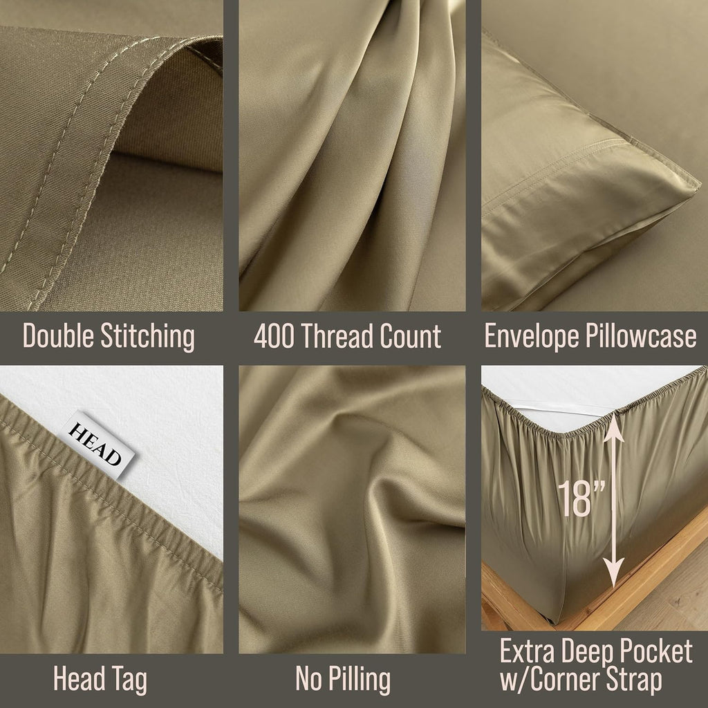 Bella Coterie 6 Piece Luxury Bamboo Viscose Queen Size Sheet Set | 100% Organically Grown | Cooling for Hot Sleepers | 18" Deep Pocket |…