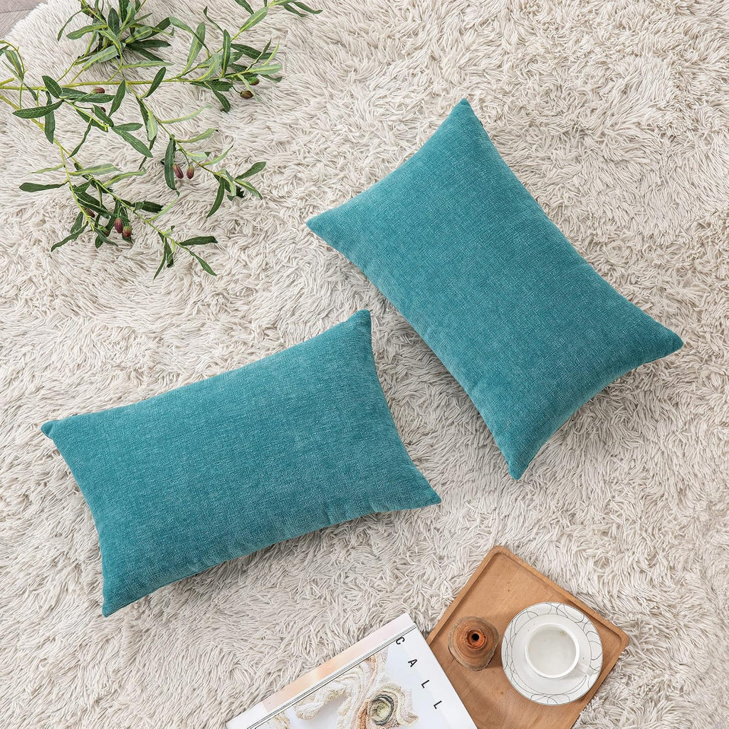 Gawamay Decorative Rectangle Throw Pillow Covers 12"x20" Inch Set of 2, Soft Chenille Lumbar Support Pillow Fall Pillowcase for Living Room…