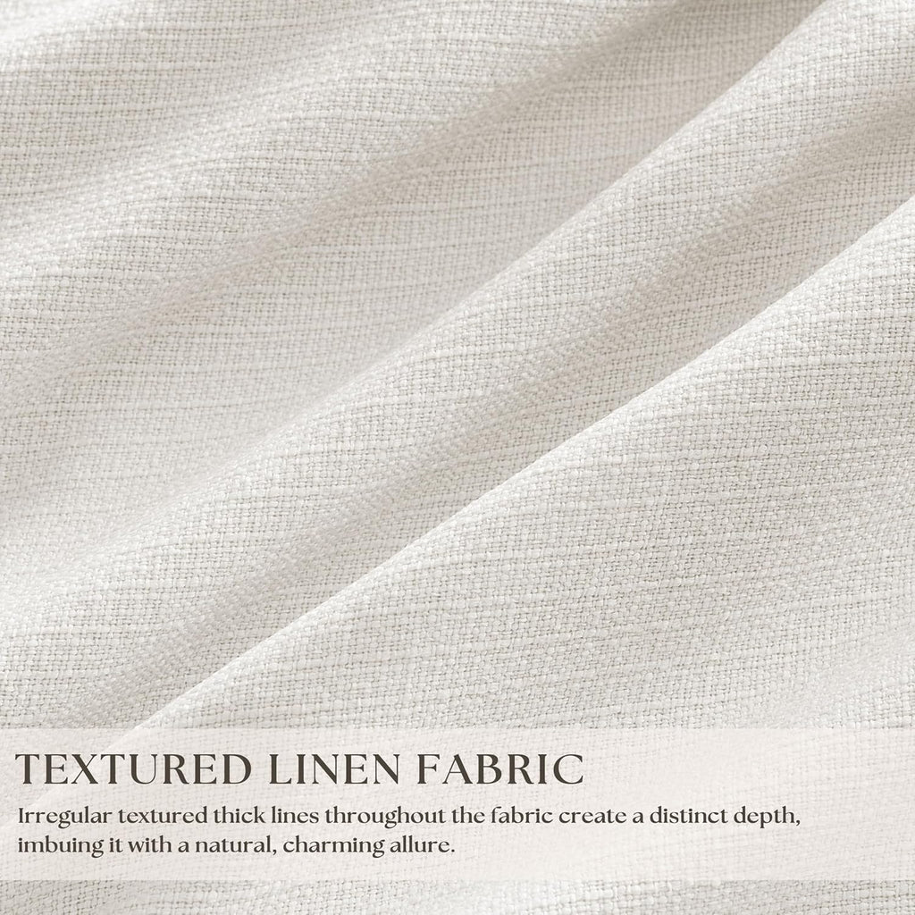 Twodrapes Ivory Beige Pleated 100% Blackout Linen Curtains 90 Inches Long for Bedroom Living Room Memory Trained Pinch Pleat Back Tab Black…