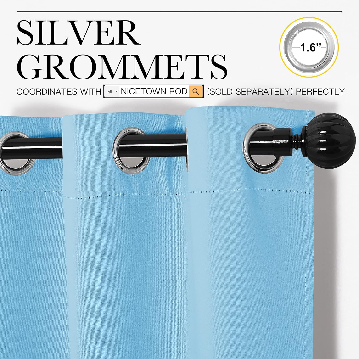 NICETOWN Triple Weave Thermal Insulated Ring Top Blackout Window Curtains for Bedroom (Double Panels, 42 inches x 84 inches, Blue)