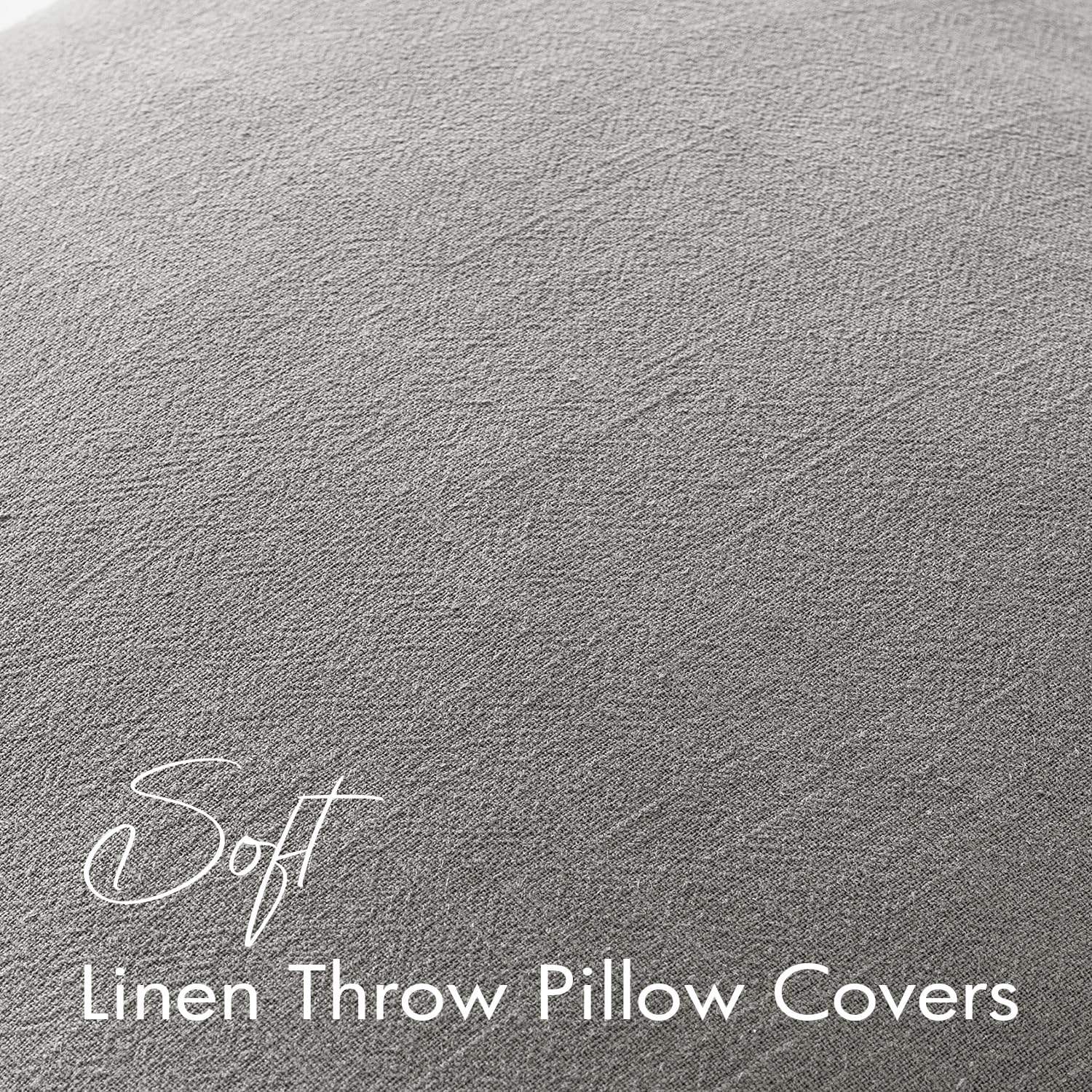 EMEMA Decorative Linen Throw Pillow Covers 24x24 Inch Light Grey Boho Farmhouse Neutral Couch Throw Pillows for Bed Pack of 2 Accent…
