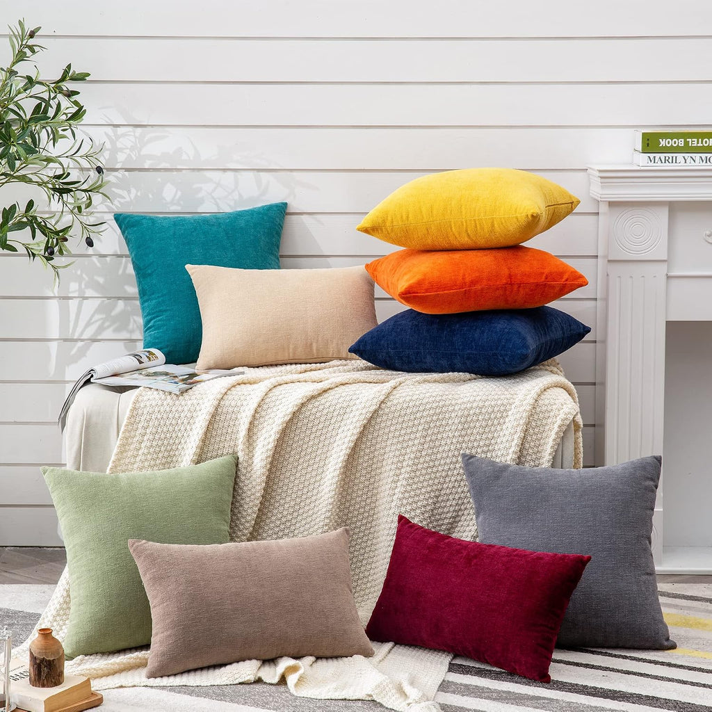 Gawamay Decorative Square Throw Pillow Covers 20"x20" Inch Set of 2, Super Soft Chenille Pillows Cover Fall Pillowcase for Living Room Bedr…