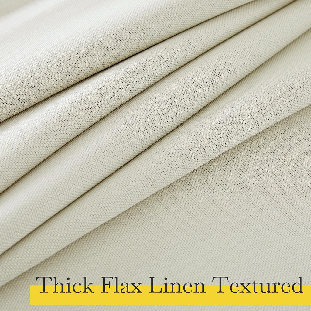 Nicetown Faux Linen 100% Blackout Living Room Curtains 96 inches Long, Silver Grommet 2 Layers Window Treatment with White Liner Thermal Cu…