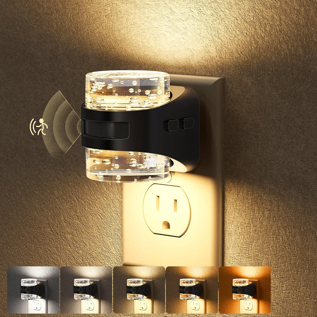 Briignite Motion Sensor Night Light Modern Bubble Night Lights Plug into Wall 5CCT Dimmable Nightlights, Dusk to Dawn Sensor Nightlight…