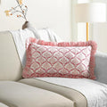Cottonprintclub CPC Hand Block Print Blush Rose Ruffle Sham Pillow Cover 20" x 12" inch Hidden Zipper Decorative Pillowcase for Couch, Bed,…