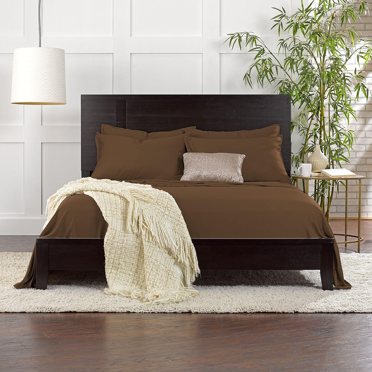 PureBamboo Pure Bamboo Split King Sheets, Genuine 100% Organic Viscose Derived from Bamboo Bed Sheet Set, Soft & Cooling, Double Stitching,…